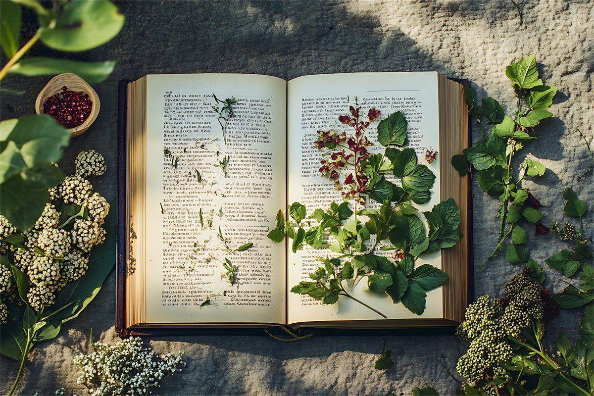 Welttag des Buches Backdrop Botanisches offenes Buch Natur Backdrop CJJ3-63