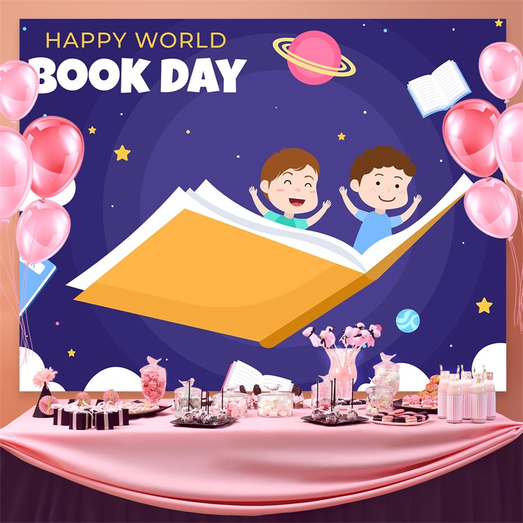 Welttag des Buches Backdrop Flying Storybook Galaxy Backdrop CJJ3-70
