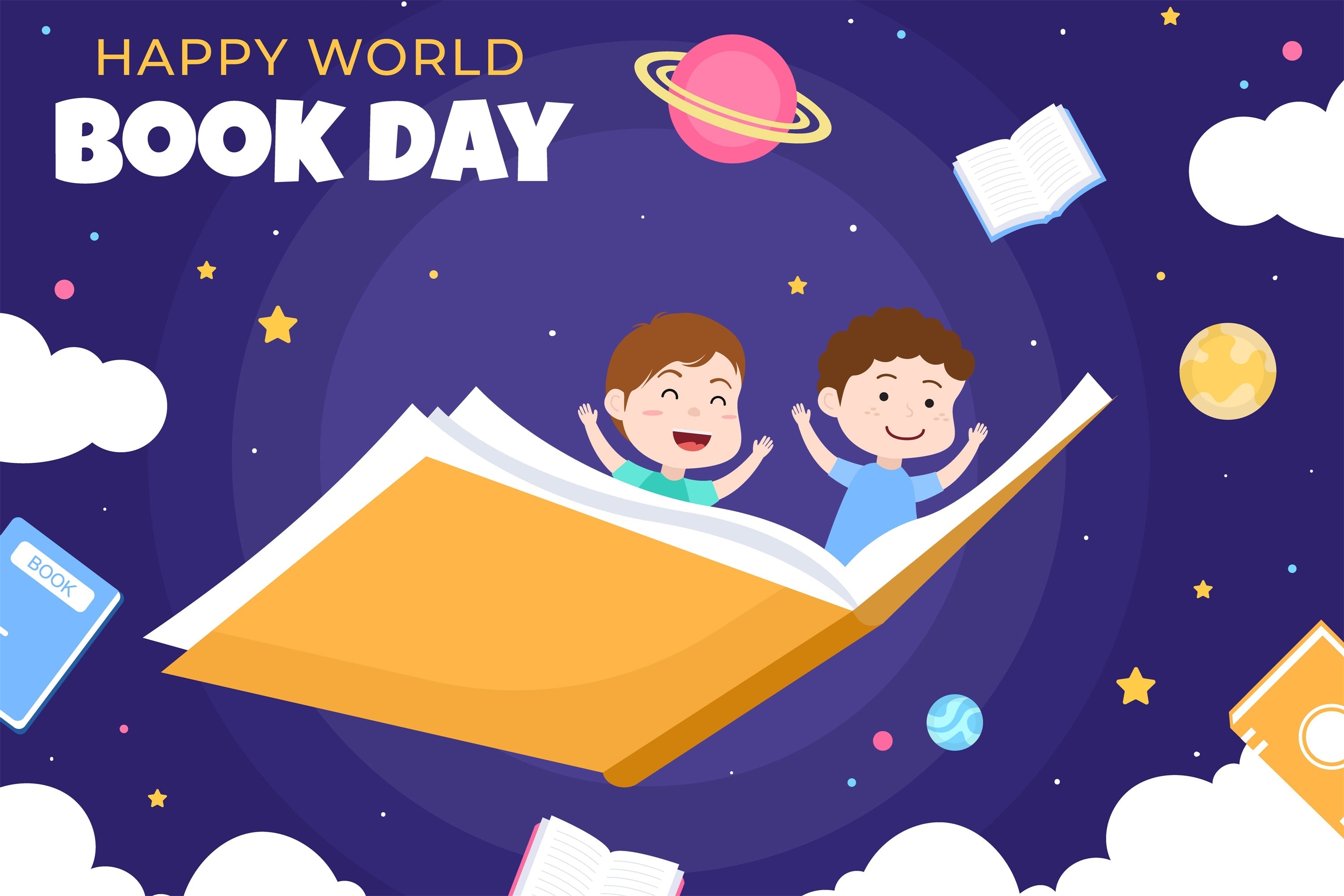 Welttag des Buches Backdrop Flying Storybook Galaxy Backdrop CJJ3-70