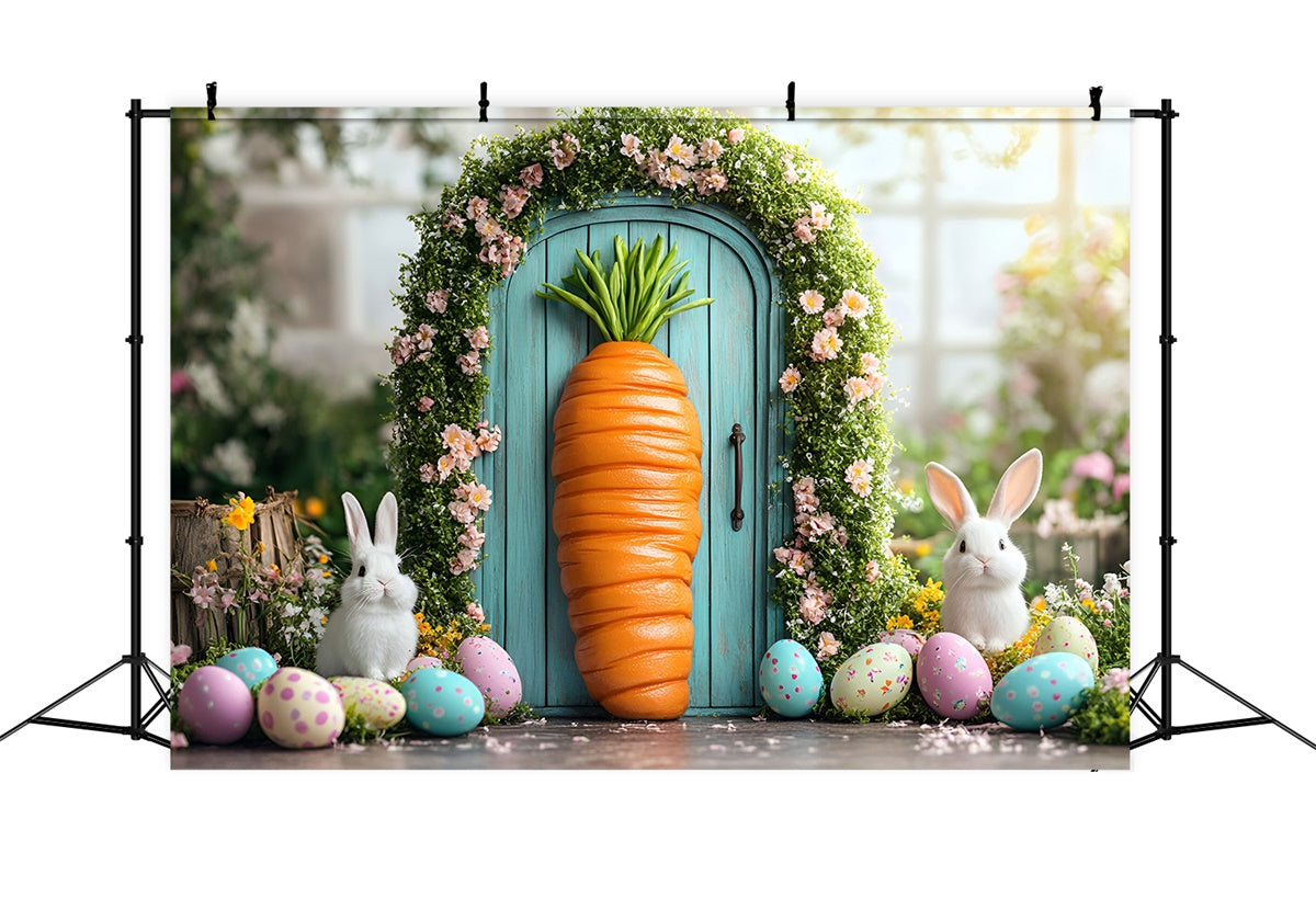 Ostern Backdrops für Fotografie Karotte Türrahmen Floral Bunny Backdrop CSH2-1
