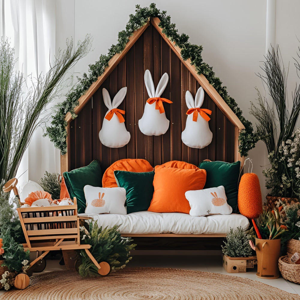 Ostern Fotografie Backdrops Bunny Home Cozy Pillows Hintergrund CSH2-13