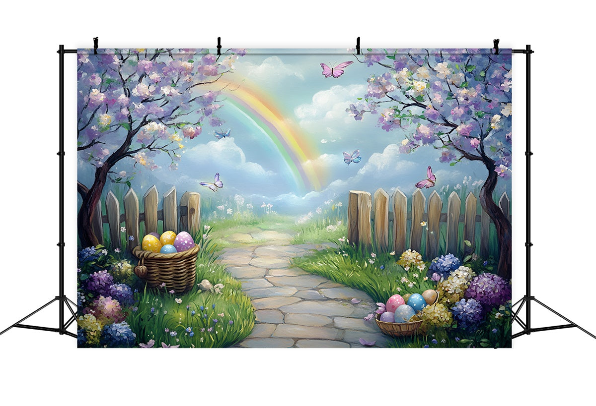 Ostern Backdrops für Fotografie Pastell Ei Schmetterling Garten Backdrop CSH2-16