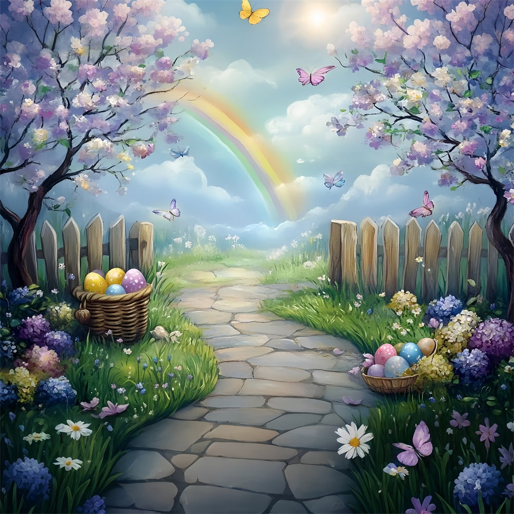 Ostern Backdrops für Fotografie Pastell Ei Schmetterling Garten Backdrop CSH2-16