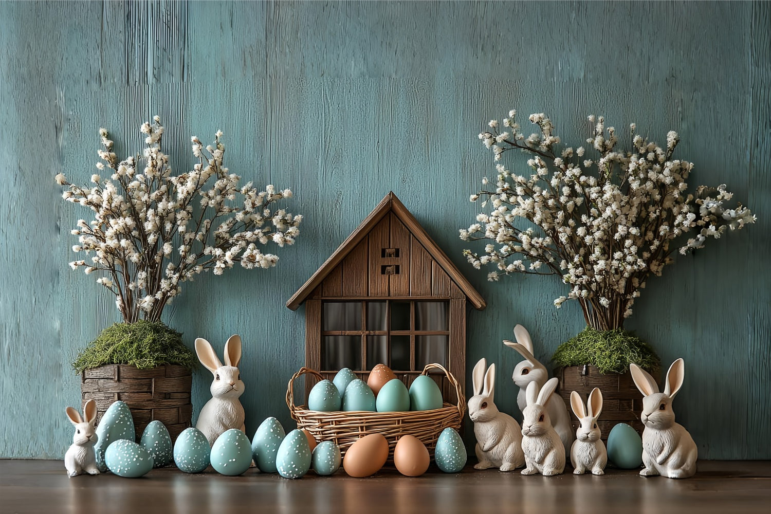 Ostern Fotografie Backdrops Hase Korb Pastell Eier Backdrop CSH2-2