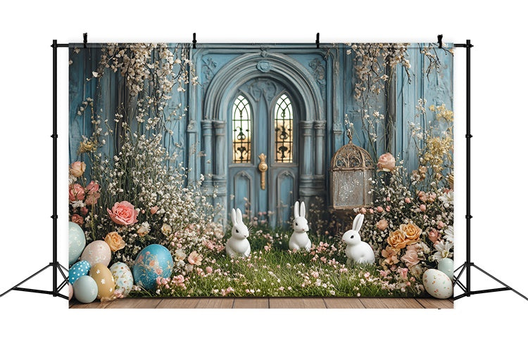 Fotohintergrund Ostern Frühling Hase Garten Tür Hintergrund CSH2-20
