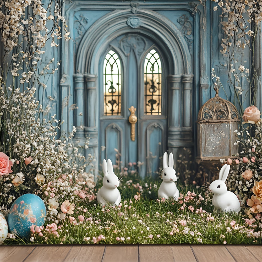 Fotohintergrund Ostern Frühling Hase Garten Tür Hintergrund CSH2-20