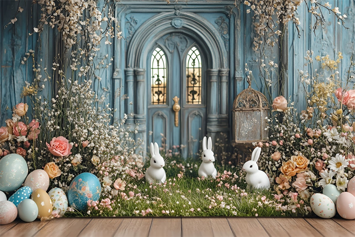 Fotohintergrund Ostern Frühling Hase Garten Tür Hintergrund CSH2-20