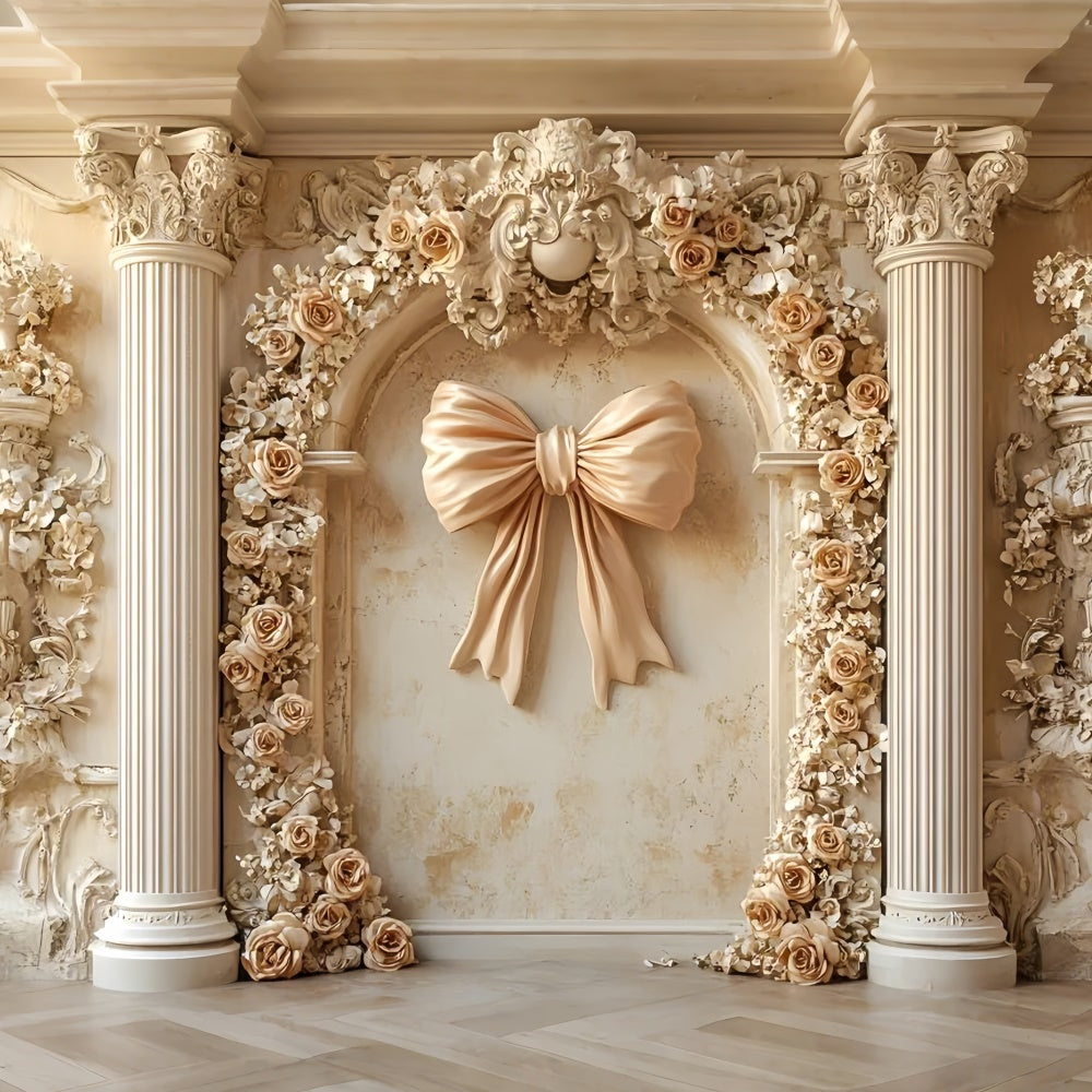 Blume Wand Hintergrund Romantische Elfenbein Rose Bogen Hintergrund CSH2-219
