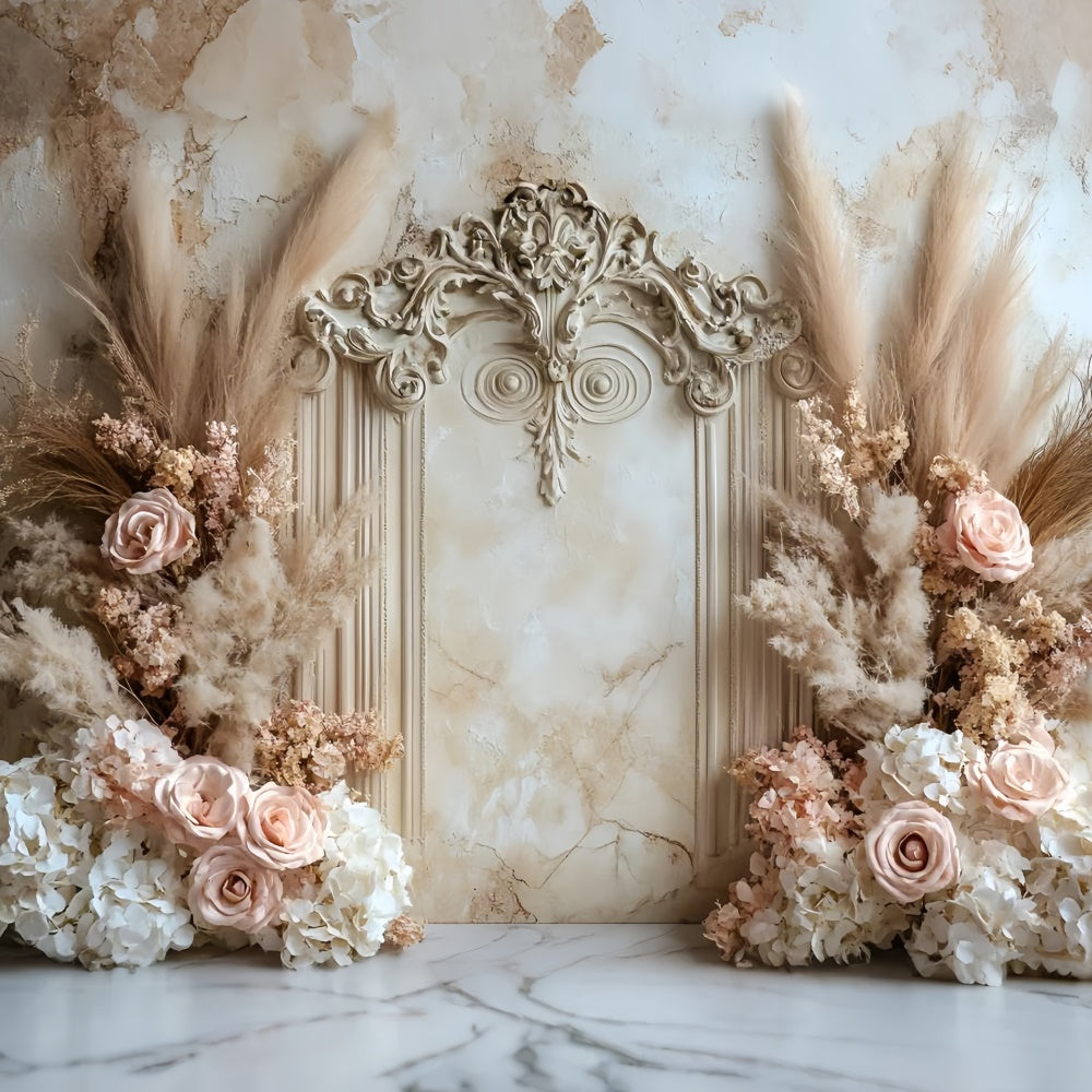 Blume Wand Backdrop Soft Rose Pampas Bogen Hintergrund CSH2-229