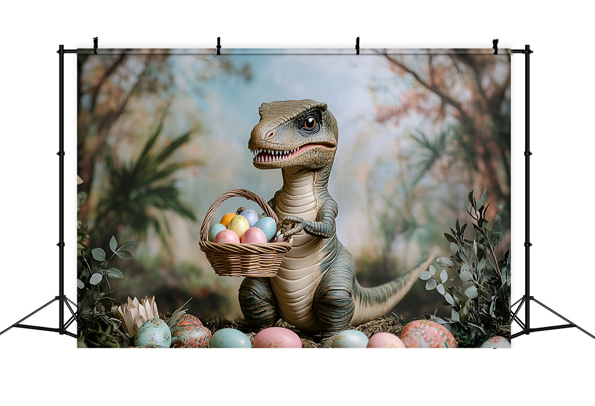 Ostern Fotohintergrund Dino Bunter Eierkorb Hintergrund CSH2-29