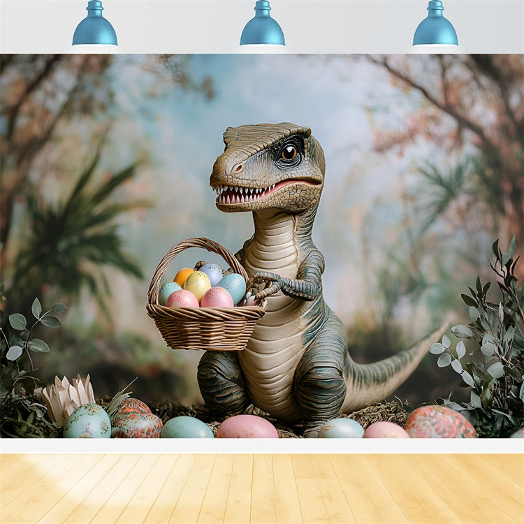 Ostern Fotohintergrund Dino Bunter Eierkorb Hintergrund CSH2-29
