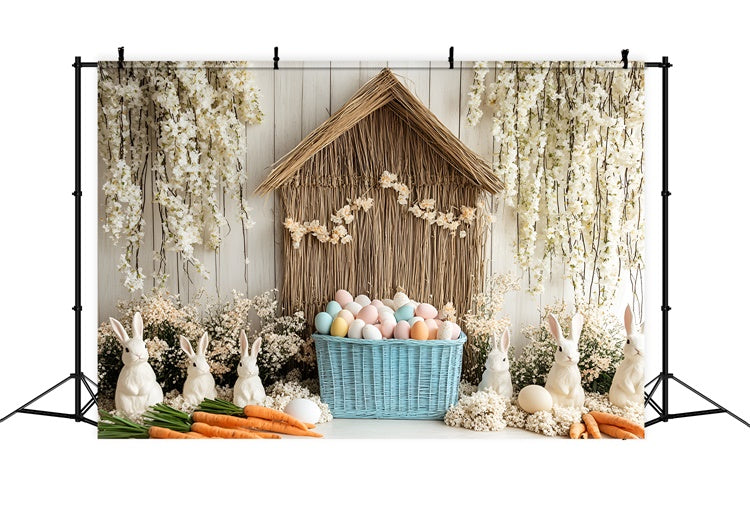 Ostern Backdrop Weiß Hase Garten Bunte Eier Backdrop CSH2-3