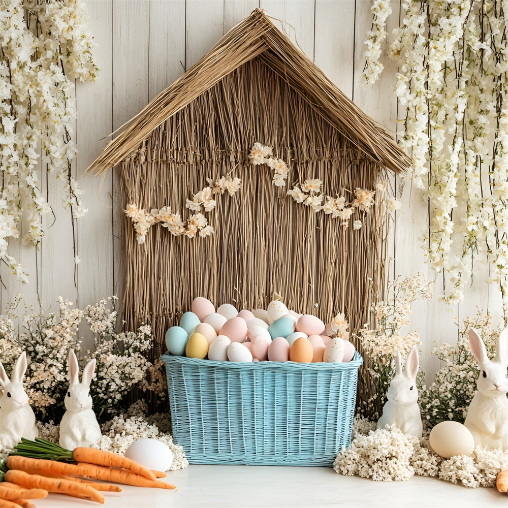 Ostern Backdrop Weiß Hase Garten Bunte Eier Backdrop CSH2-3