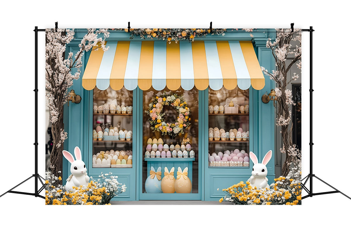 Ostern Backdrop Niedlicher Hase Schaufenster Pastell Eier Backdrop CSH2-36