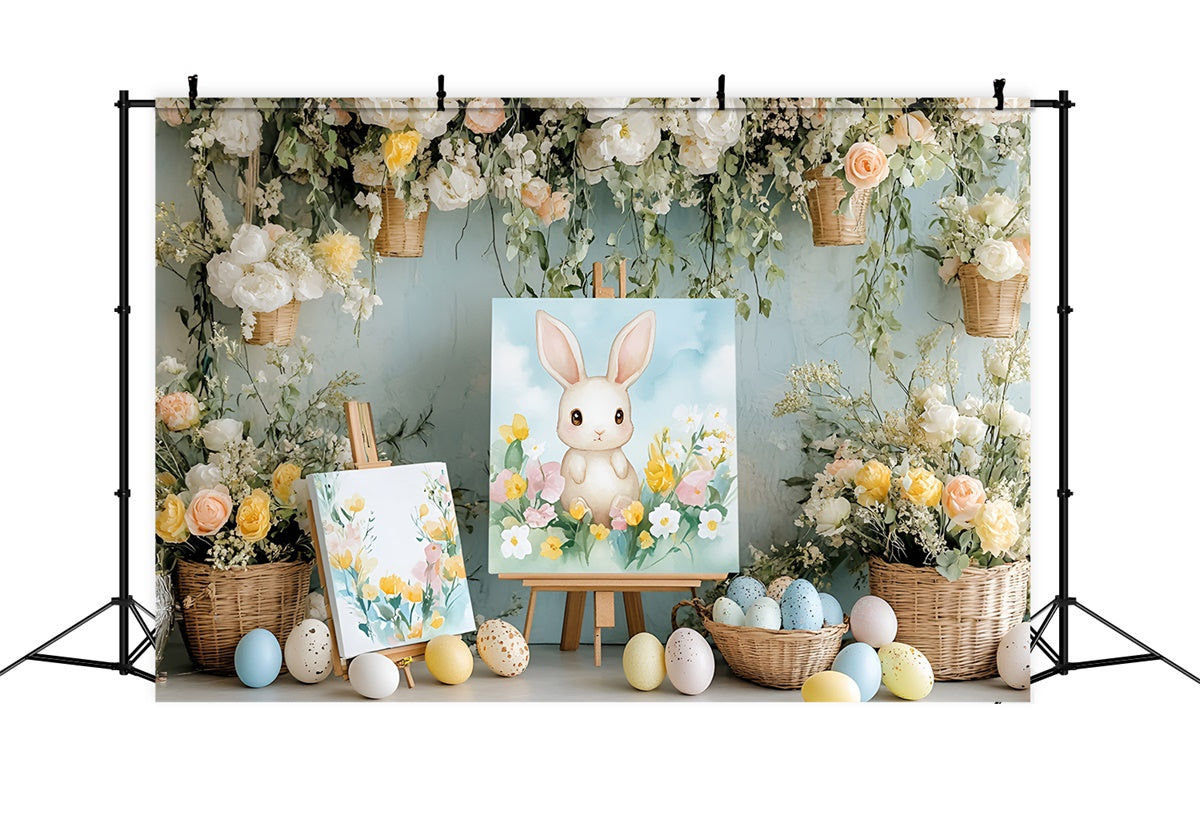 Ostern Foto-Hintergrundbilder Süßer Hase Malerei Floral Hintergrund CSH2-39