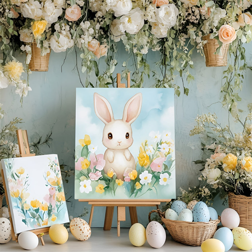 Ostern Foto-Hintergrundbilder Süßer Hase Malerei Floral Hintergrund CSH2-39