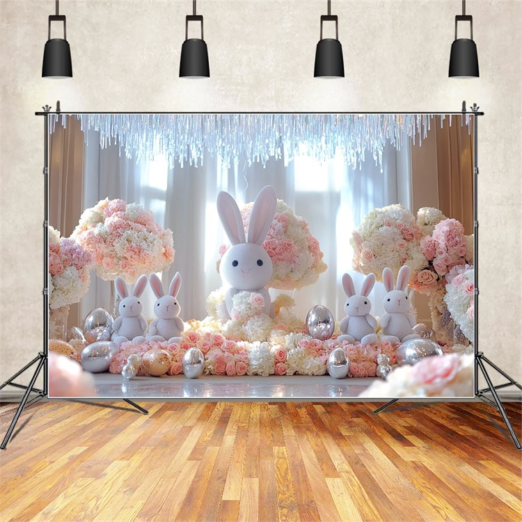 Ostern Fotohintergrund Adorable Bunny Display Flower Backdrop CSH2-43