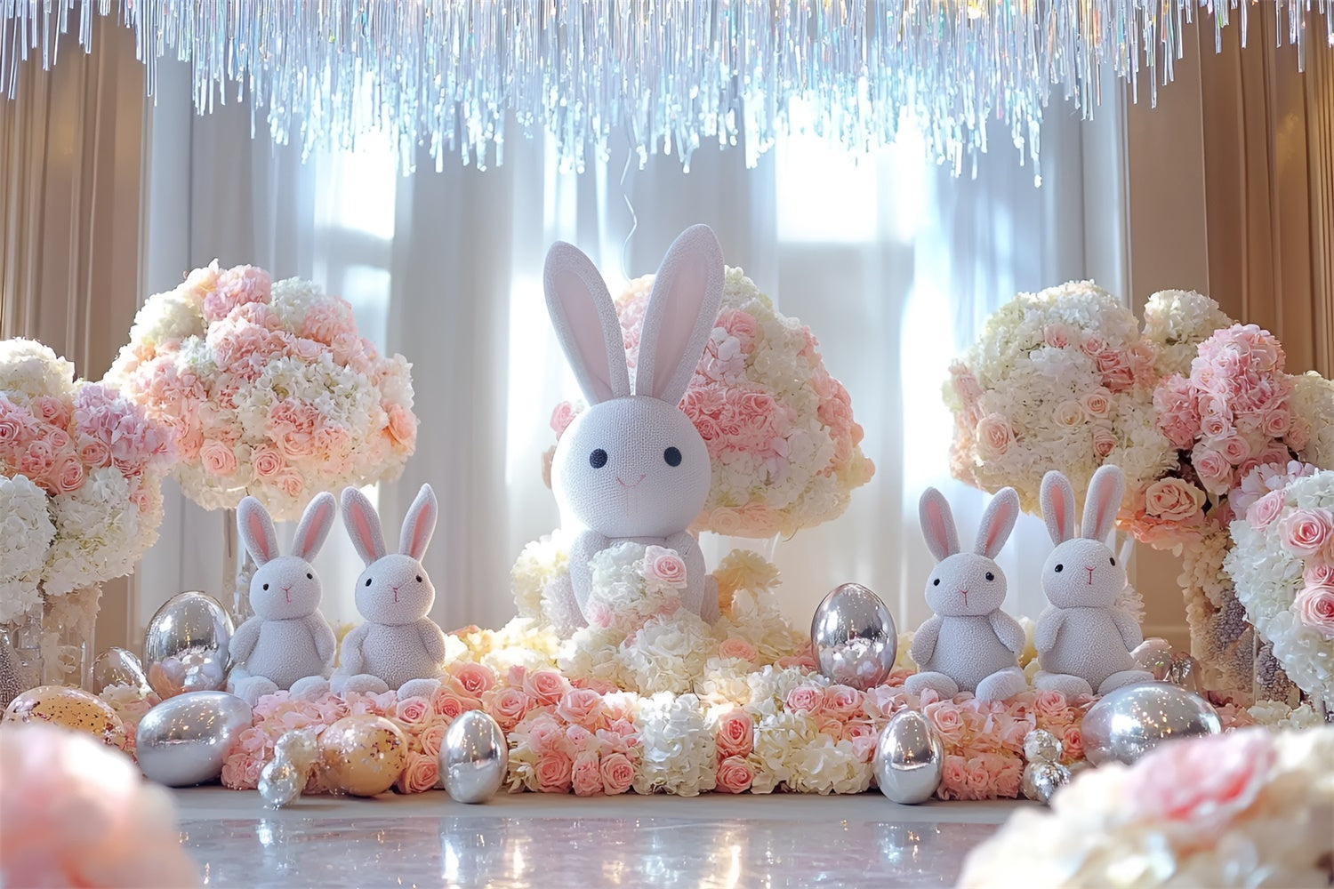 Ostern Fotohintergrund Adorable Bunny Display Flower Backdrop CSH2-43
