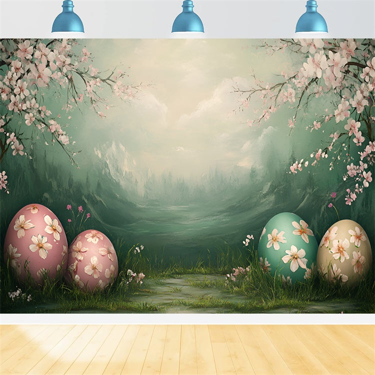 Backdrop für Ostern Kirschblüte Pastell Eier Backdrop CSH2-9