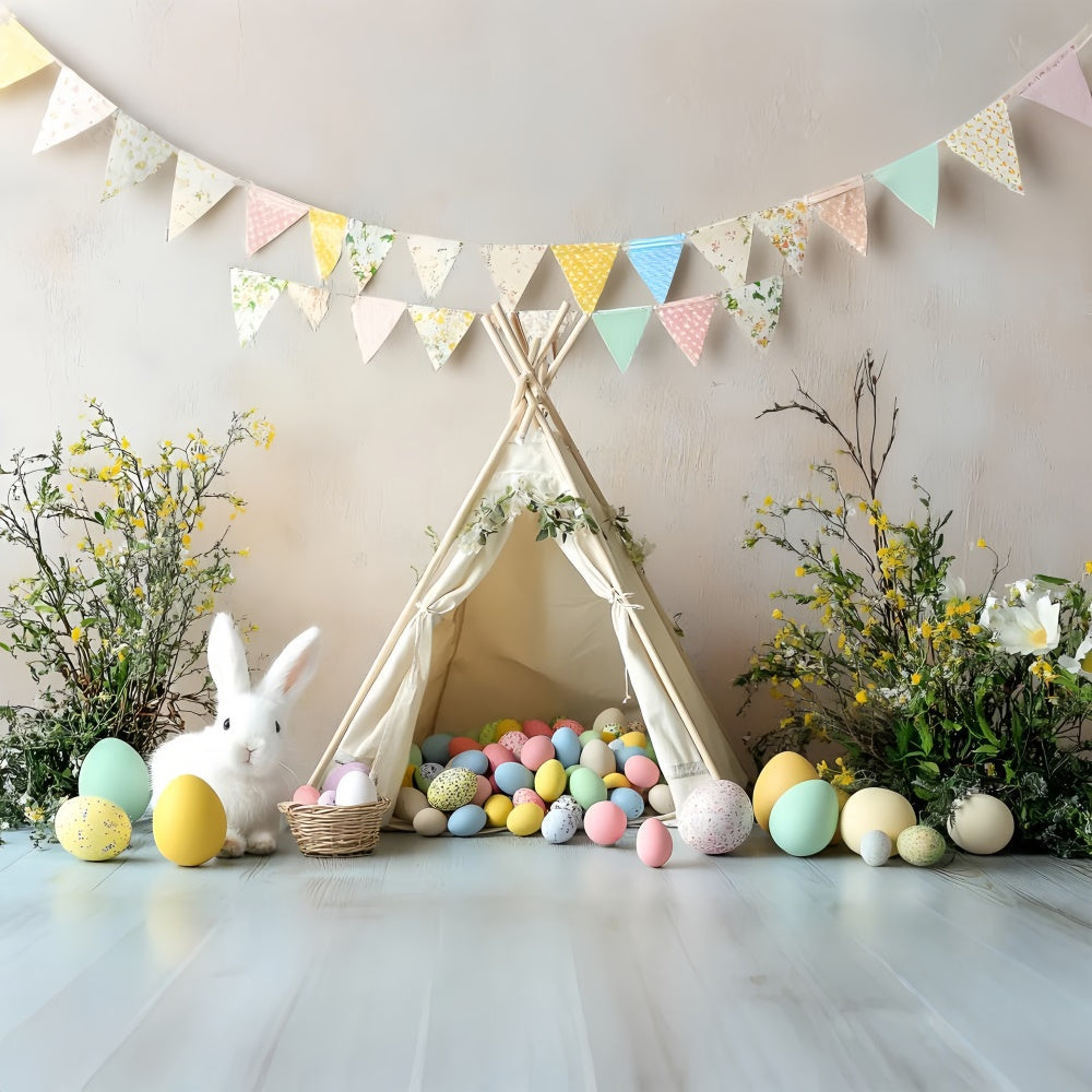 Ostern Backdrop Charming Bunny Zelt bunte Eier Backdrop CSH2-94