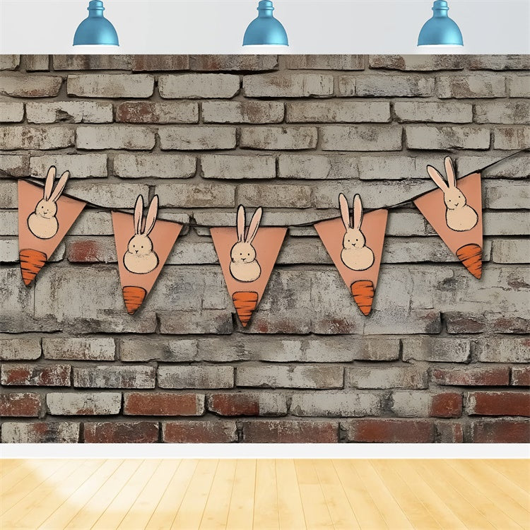 Ostern Backdrop Vintage Backsteinmauer Hase Karotte Hintergrund CSH2-97