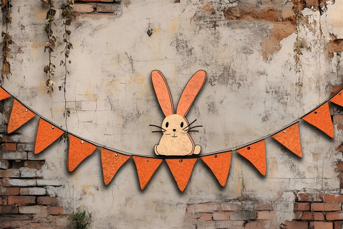 Fotografie Ostern Backdrop Playful Bunny Ziegelmauer Hintergrund CSH2-98