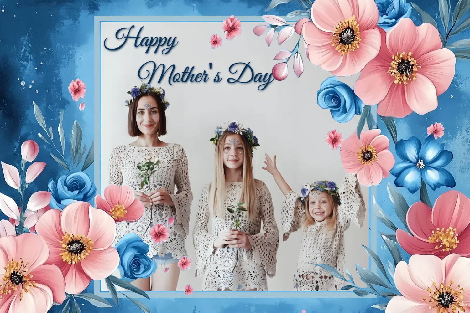 Muttertags-Hintergrundbild Personalisierbar Romantische Blaue Blüte CSH3-123