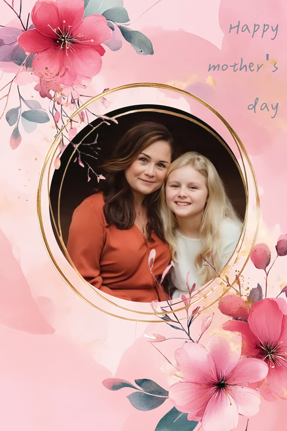 Muttertags-Hintergrundbild mit Aquarell-Blumenrahmen CSH3-127
