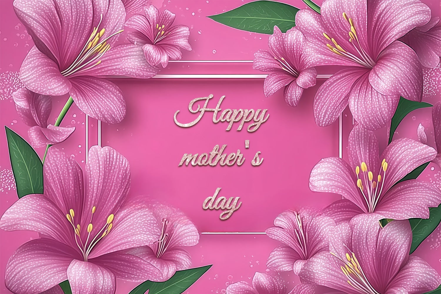 Muttertags-Hintergrundbild Individuell gestaltbar Floralrahmen Rosa Lilie CSH3-131