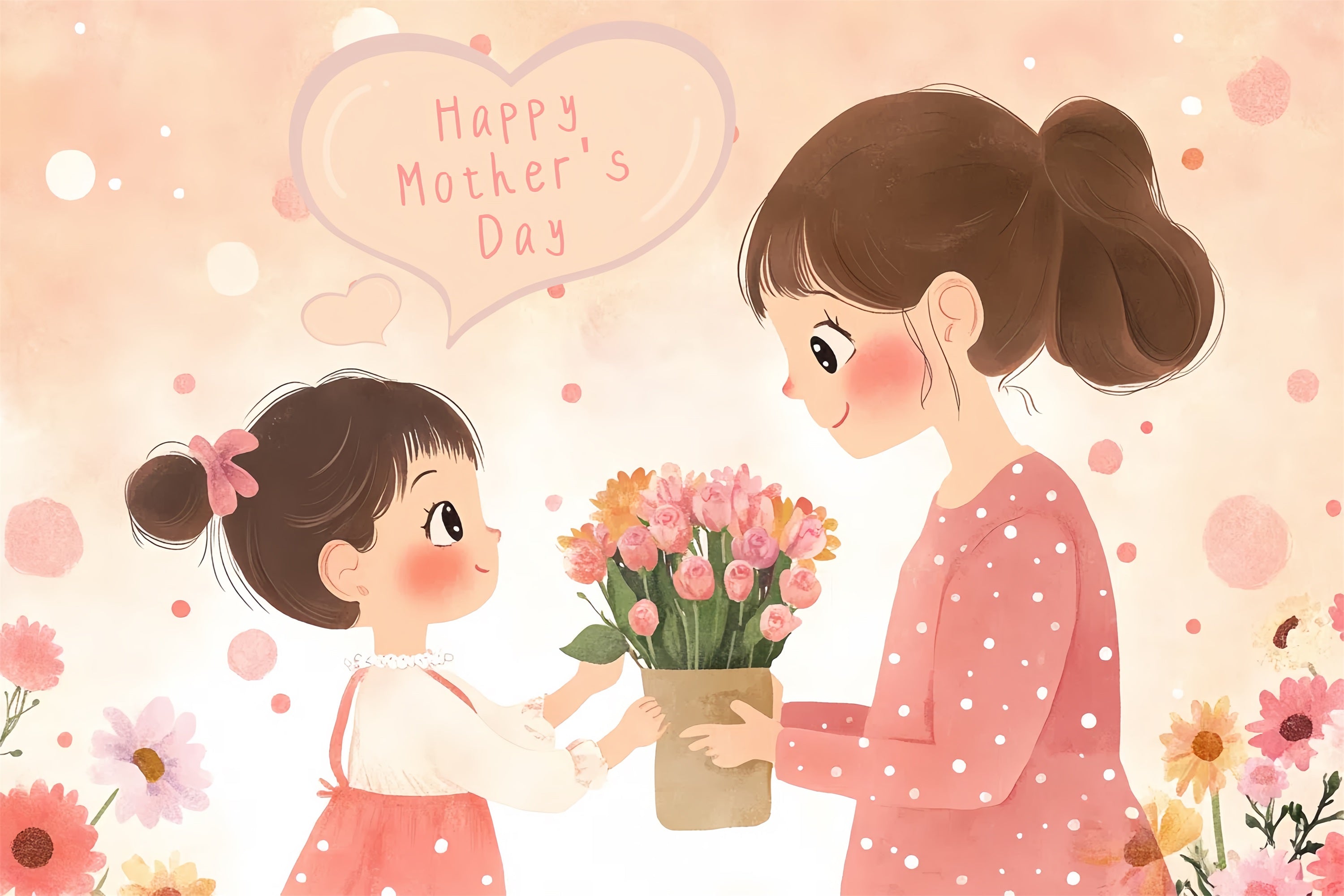 Muttertags-Hintergrundbild Personalisierbar Liebe Cartoon Niedlich CSH3-133