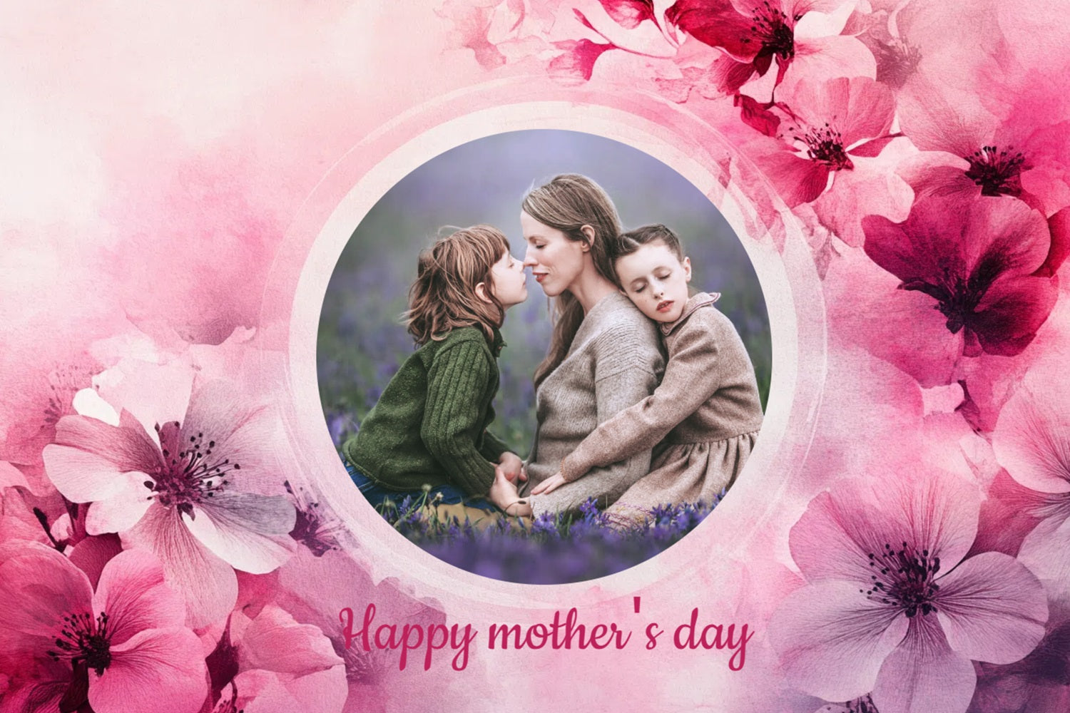 Muttertags-Hintergrundbild Personalisierbar Vintage Floral Pink CSH3-145