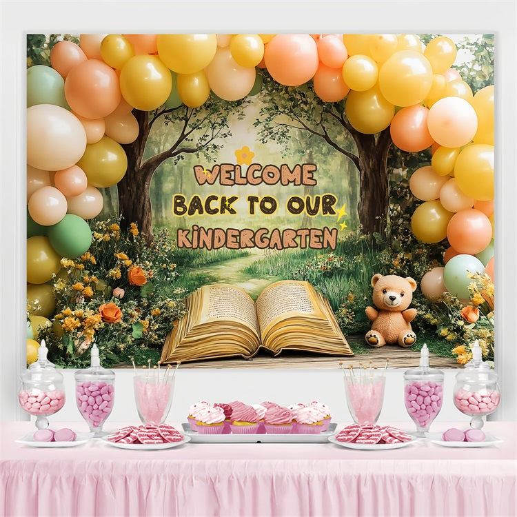 Back To School Backdrop Sunny Meadow Kindergarten Ballon Backdrop CSH3-35