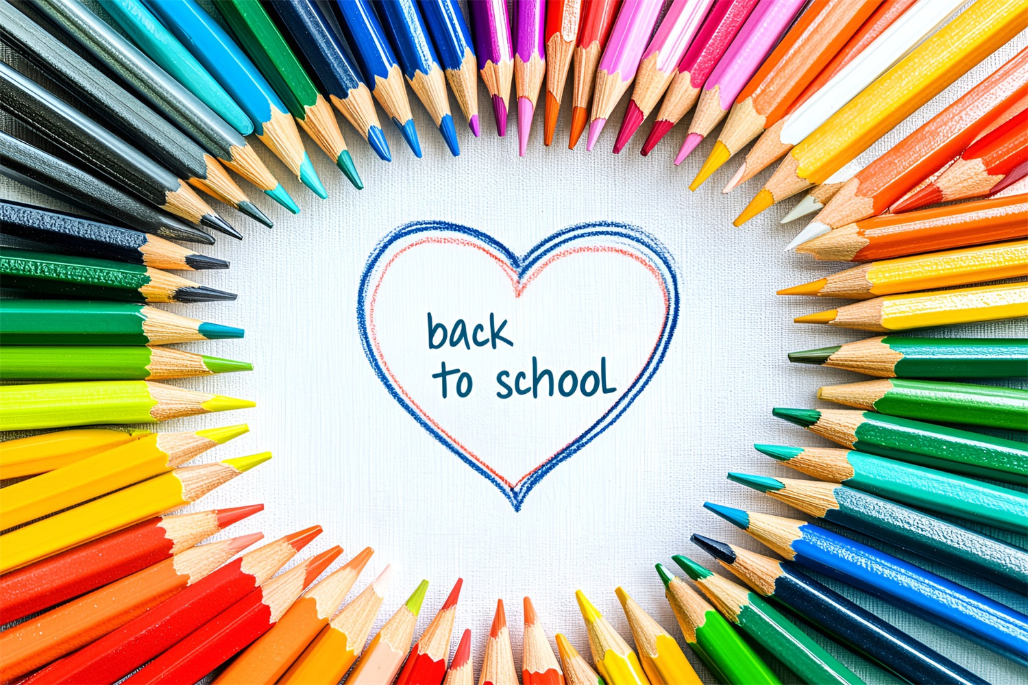 Back To School Fotohintergrund Herzförmige Farbe Bleistift Hintergrund CSH3-40