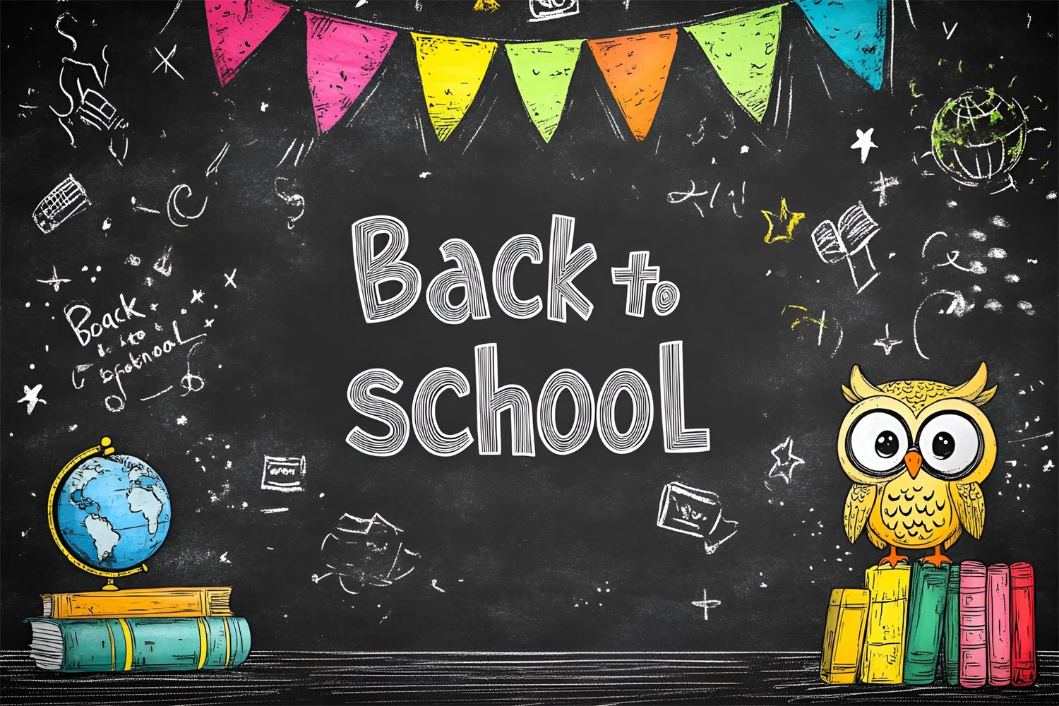 Backdrop Back To School Hand gezeichnete Doodles Blackboard Backdrop CSH3-41