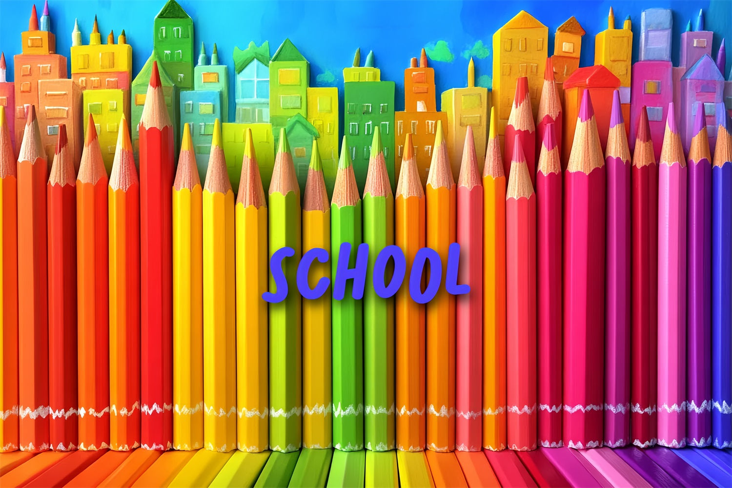 Back To School Fotokulisse Urban Art Bunte Bleistift Hintergrund CSH3-45