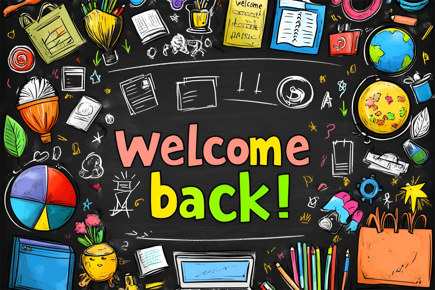 Hintergrund für Back To School Kreative Doodle Blackboard Hintergrund CSH3-48