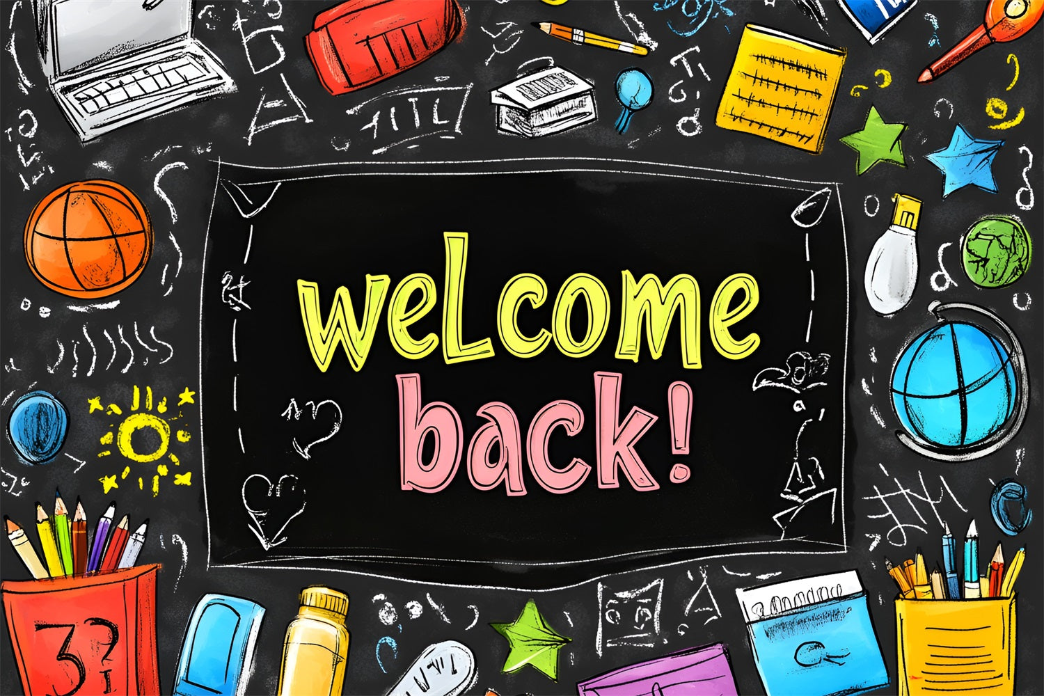 Backdrop Back To School Kreative Klassenzimmer Blackboard Backdrop CSH3-49