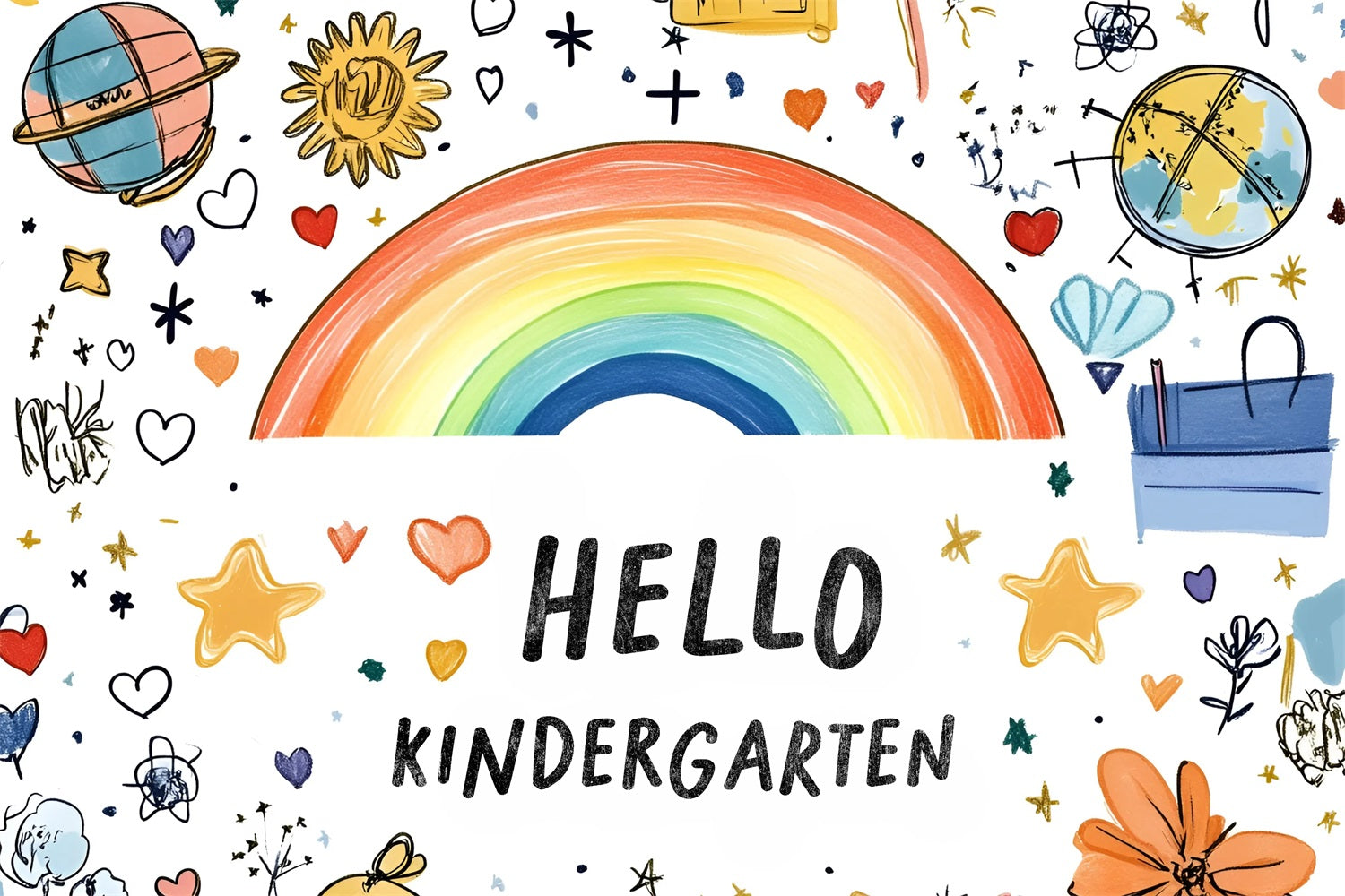 Back To School Fotokulisse Handgezeichnete Sterne Regenbogen Kulisse CSH3-52