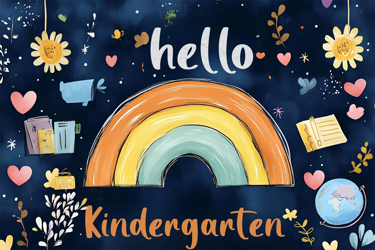 Back To School Fotokulisse Dreamy Regenbogen Vorschule Hintergrund CSH3-53
