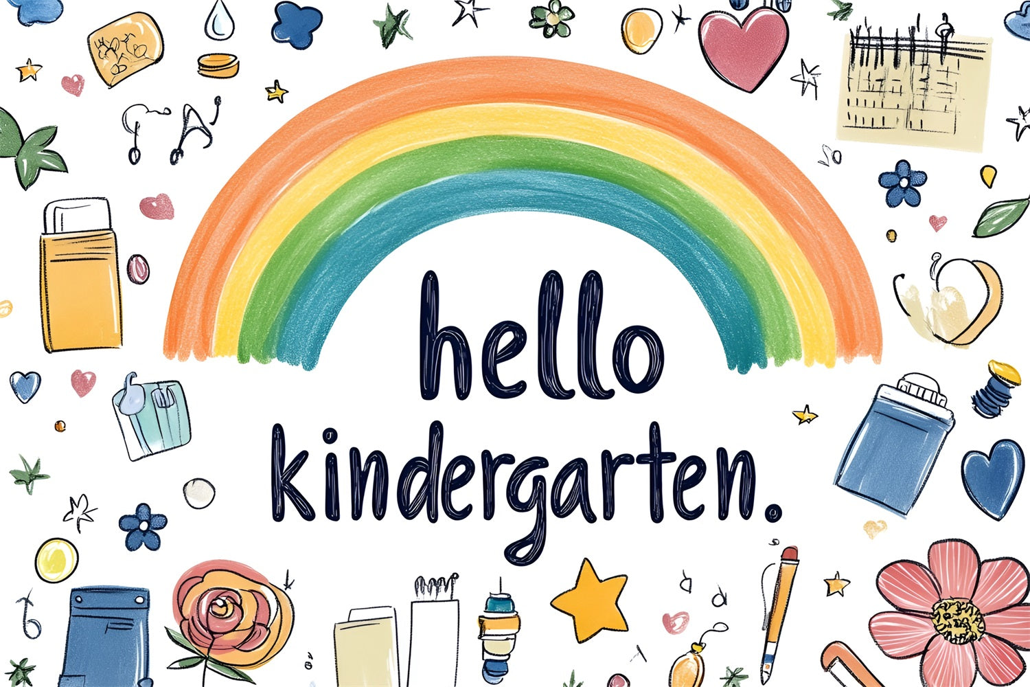 Back To School Backdrop Verspielte Aquarell Kindergarten Backdrop CSH3-54