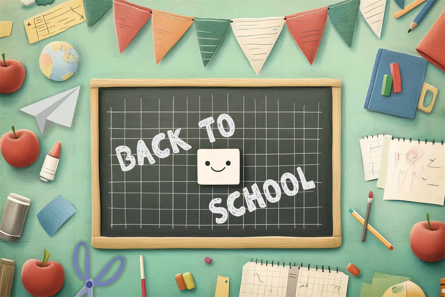 Back To School Backdrop Ideen Kreidetafel Klassenzimmer Dekor Hintergrund CSH3-56