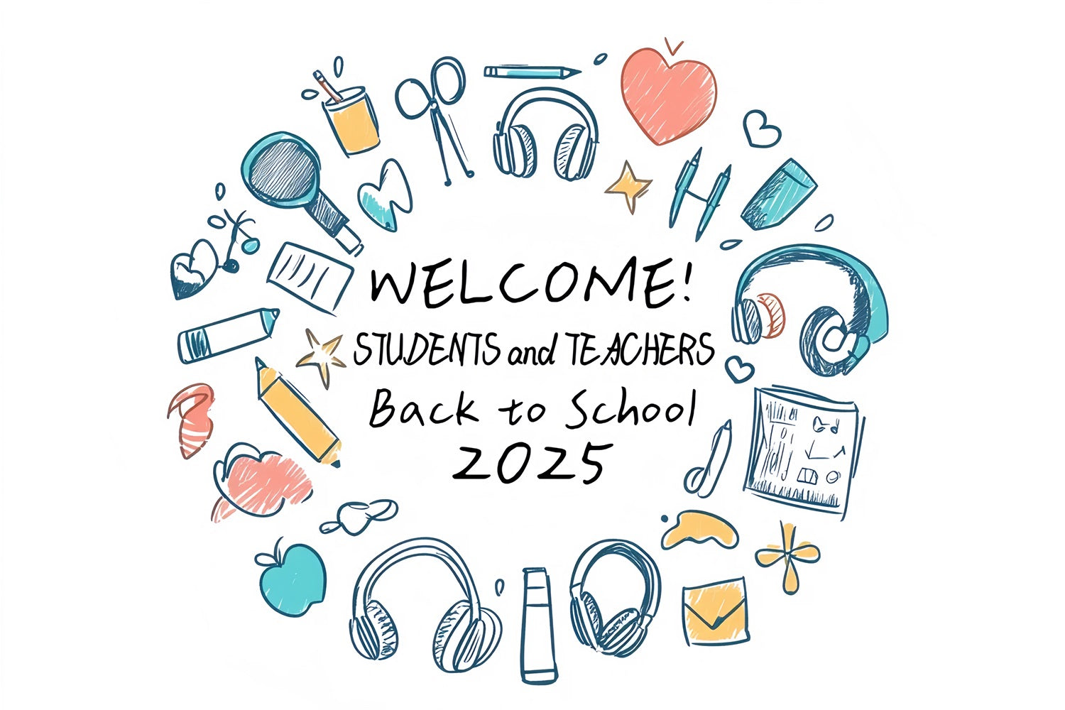 Backdrop für Back to School Hand gezeichnete Schule liefert Hintergrund CSH3-58