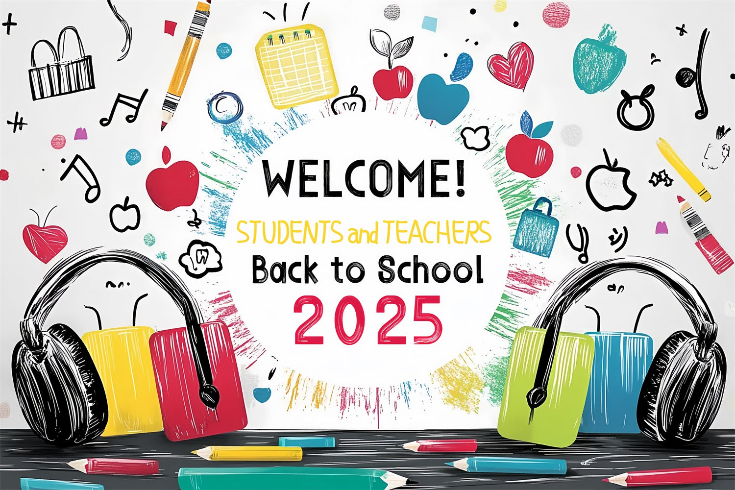 Back To School Backdrops Vibrant Schule liefert Kunst Backdrop CSH3-60