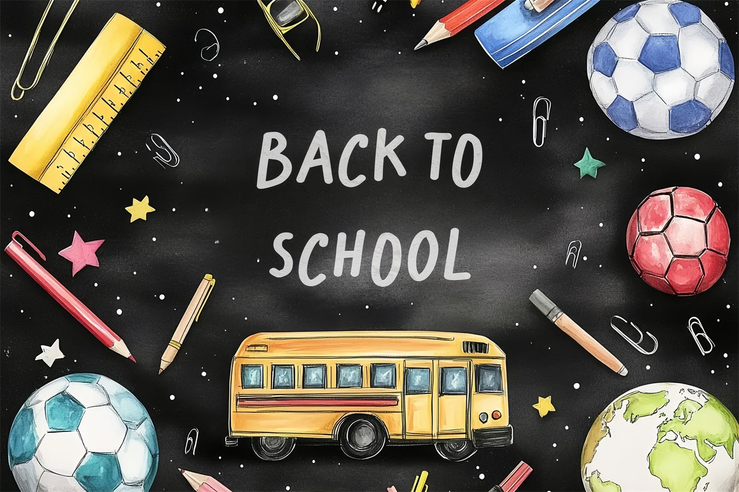 Back To School Fotokulisse Lernen Sport Blackboard Hintergrund CSH3-62