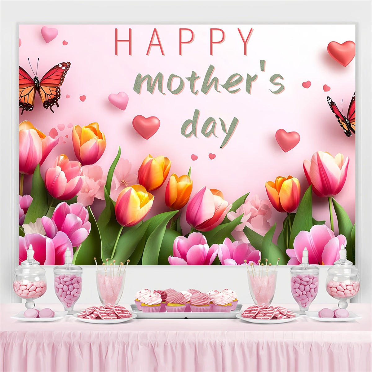 Muttertags-Hintergrundbild zum Anpassen Romantische Tulpenblüte CSH3-96