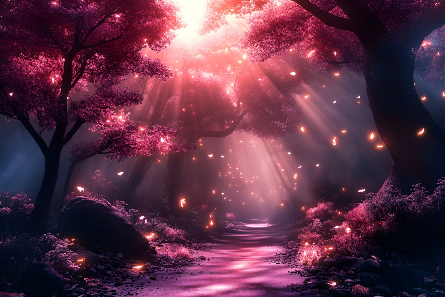 Wald Fotohintergrund Rosa Licht Waldweg Hintergrund CSH4-105