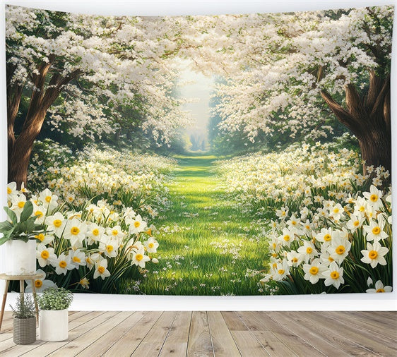 Wald Fotokulissen Verträumter Blumenpfad Hintergrund CSH4-113
