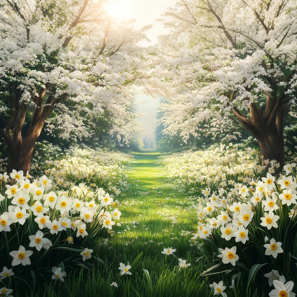 Wald Fotokulissen Verträumter Blumenpfad Hintergrund CSH4-113