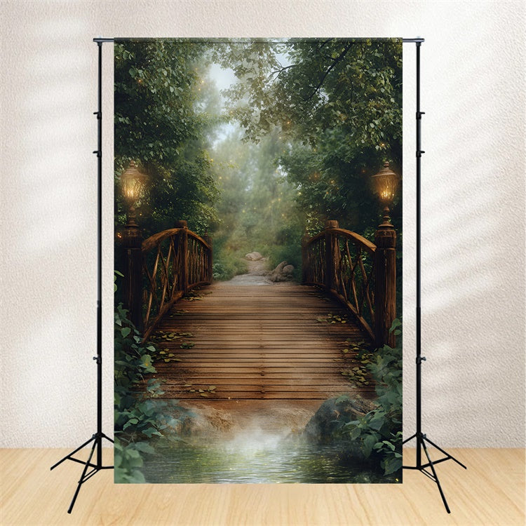 Forest Backdrop Fotografie Dämmerung Laterne Brücke Hintergrund CSH4-115