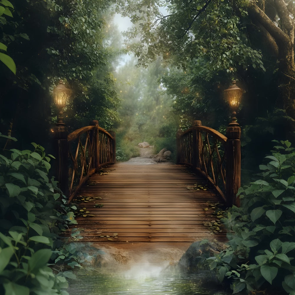 Forest Backdrop Fotografie Dämmerung Laterne Brücke Hintergrund CSH4-115